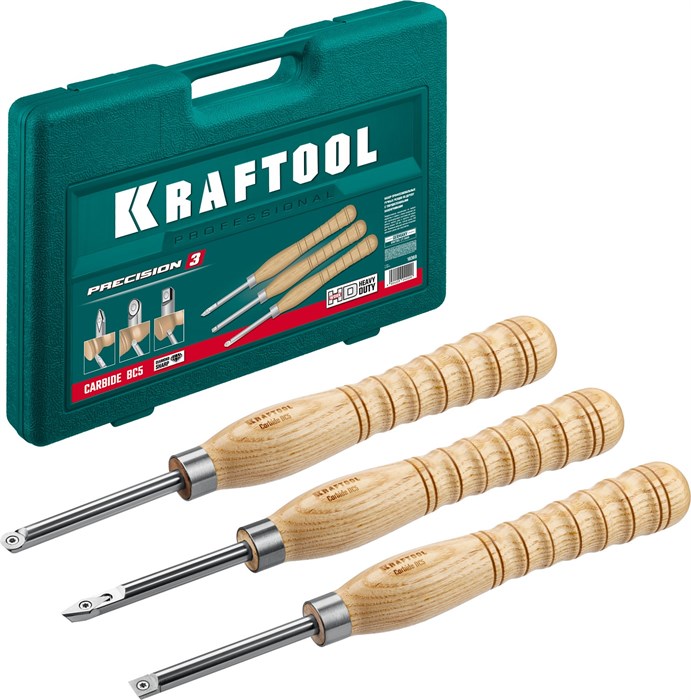 KRAFTOOL Precision-3, 3 предм., набор ручных резцов по дереву (18369) 00010115568