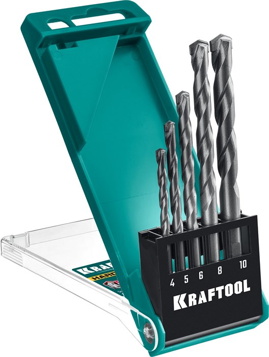 KRAFTOOL Hard, 5 шт: 4-5-6-8-10 мм, набор сверл по по твёрдым материалам (29177-H5) 00010417193