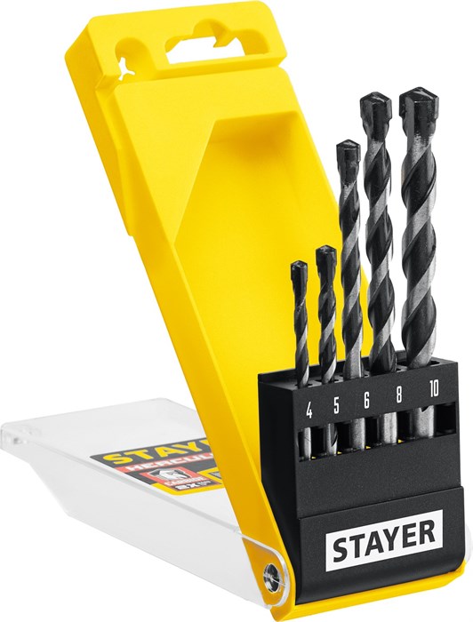 STAYER Hercules, 5 шт: d 4-5-6-8-10 мм, набор сверл по бетону, Professional (2915-H5) 00010464901