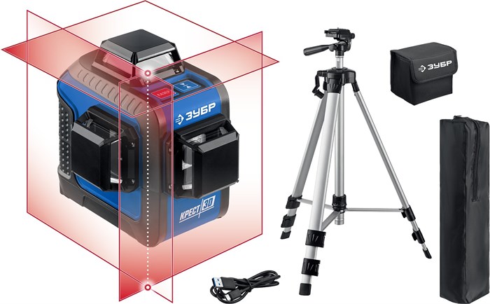ЗУБР КРЕСТ 3D, №2, 20 - 70 м, лазерный нивелир, Профессионал (34908-2) 00012763042