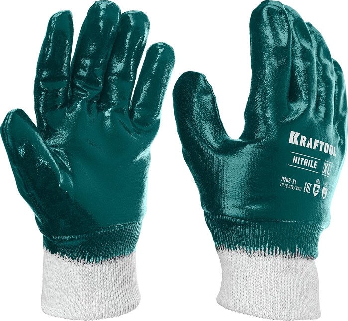 KRAFTOOL HYKRAFT Heavy Duty - особопрочные, XL (10), с манжетой, нитриловое покрытие, высокая защита от нефтепродуктов, перчатки (11289-XL) 00013242698