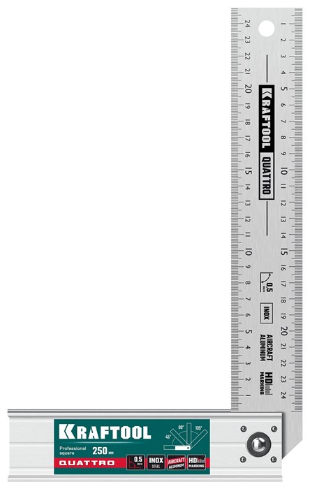 KRAFTOOL QUATTRO, 250 мм, 4 положения, складной столярный угольник (3444) 00013491581