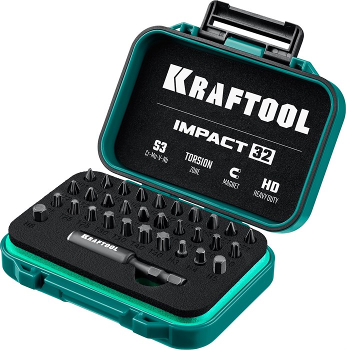 KRAFTOOL Impact-32, 32 шт, набор ударных бит (26066-H32) 00013493734