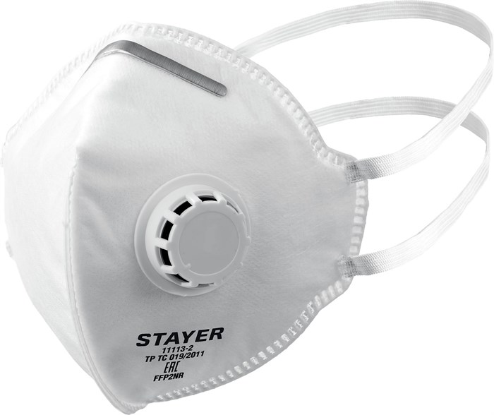 STAYER FV-95, класс защиты FFP2, плоская, фильтрующая полумаска с клапаном выдоха (11113-2) 00013669191