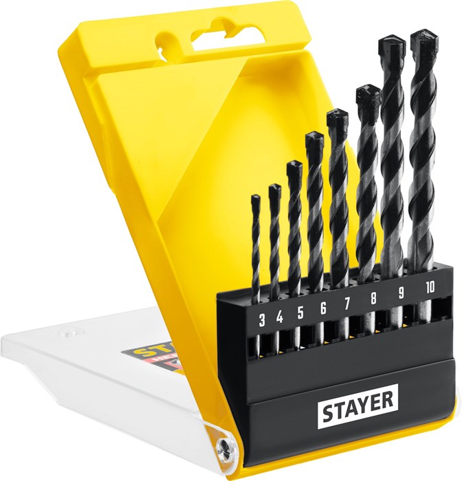 STAYER Hercules, 8 шт: d 3-4-5-6-7-8-9-10 мм, набор сверл по бетону, Professional (2915-H8) 00014315551