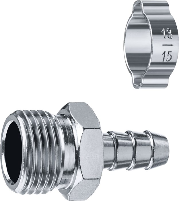 ЗУБР штуцер ″елочка″, 10 мм - 1/2″M, переходник с обжимным хомутом, Профессионал (64924-1/2-10) 00016069340