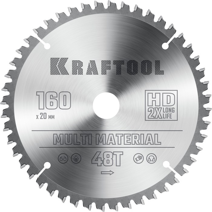 KRAFTOOL Multi Material, 160 х 20 мм, 48Т, пильный диск по алюминию (36953-160-20) 00019776212