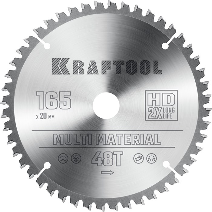 KRAFTOOL Multi Material, 165 x 20 мм, 48Т, пильный диск по алюминию (36953-165-20) 00019871113