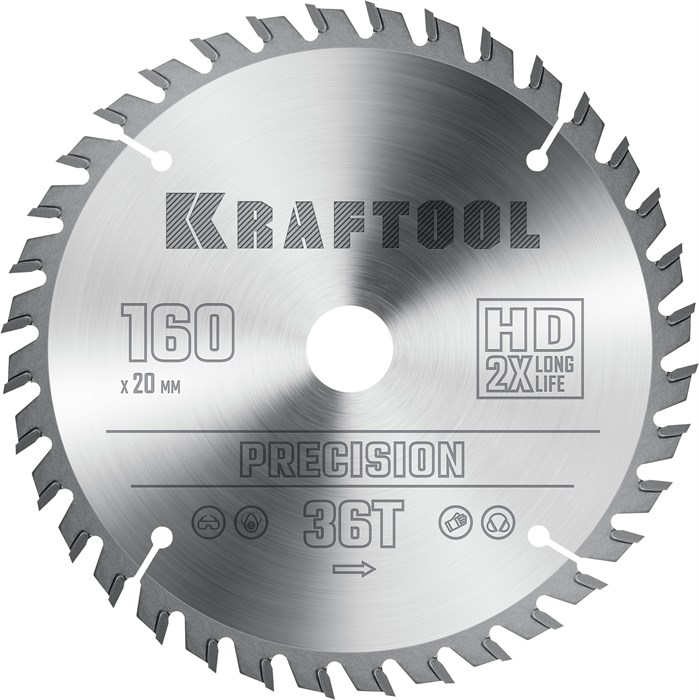KRAFTOOL Precision, 160 х 20 мм, 36Т, пильный диск по дереву (36952-160-20) 00019871411