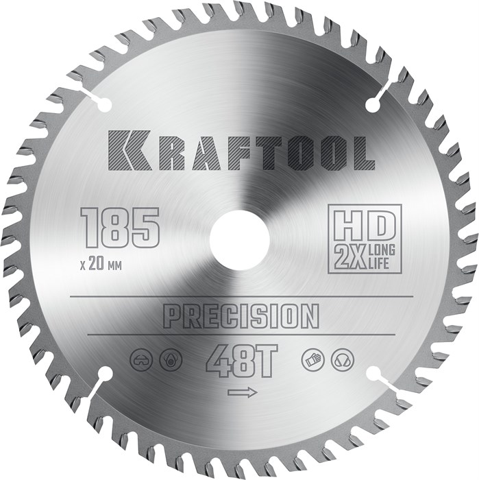 KRAFTOOL Precision, 185 x 20 мм, 48Т, пильный диск по дереву (36952-185-20) 00019871414