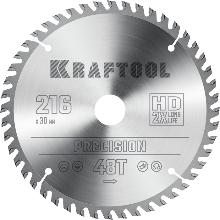 KRAFTOOL Precision, 216 х 30 мм, 48Т, пильный диск по дереву (36952-216-30) 00019871416