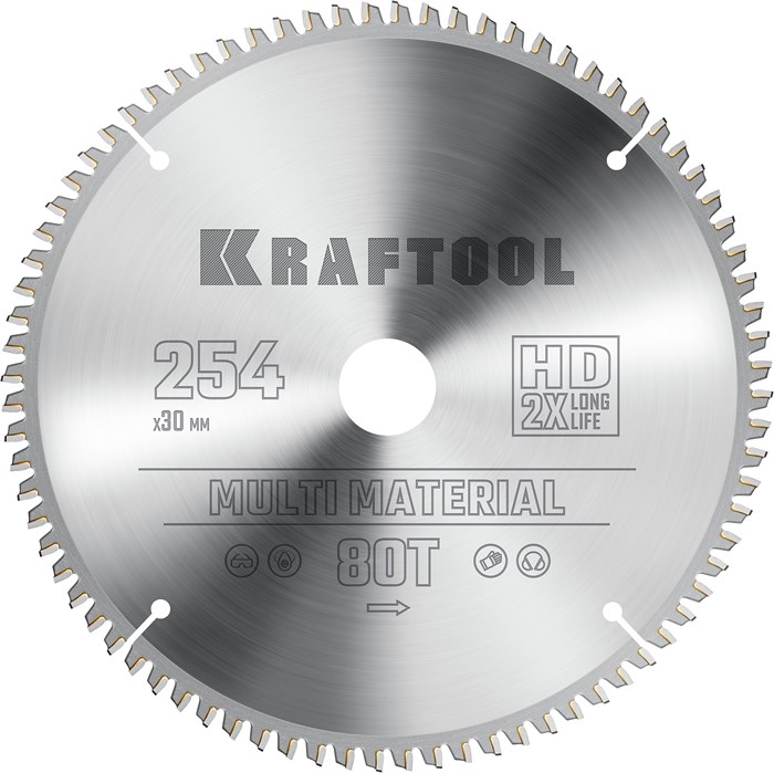 KRAFTOOL Multi Material, 254 х 30 мм, 80Т, пильный диск по алюминию (36953-254-30) 00021515119