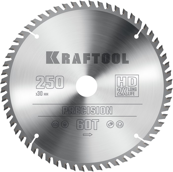 KRAFTOOL Precision, 250 х 30 мм, 60Т, пильный диск по дереву (36952-250-30) 00021515419