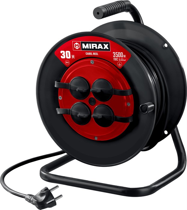 MIRAX ПВС, 3 х 2.5 мм2, 30 м, 3500 Вт, IP44, силовой удлинитель на катушке (55051-30) 00021889923