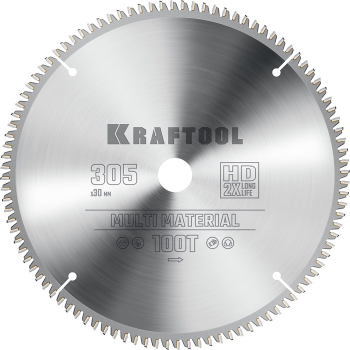 KRAFTOOL Multi Material, 305 х 30 мм, 100Т, пильный диск по алюминию (36953-305-30) 00022766535