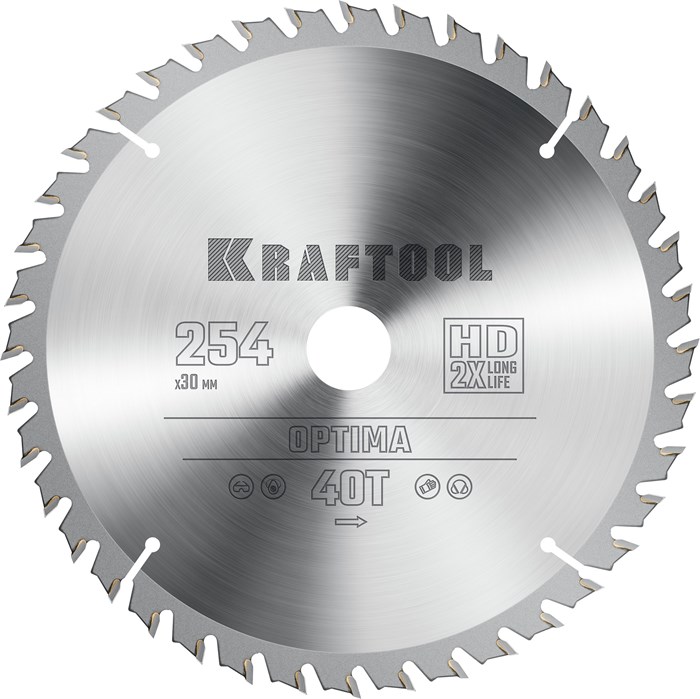 KRAFTOOL Optima, 254 х 30 мм, 40Т, пильный диск по дереву (36951-254-30) 00022766659