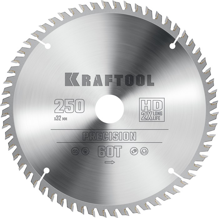 KRAFTOOL Precision, 250 х 32 мм, 60Т, пильный диск по дереву (36952-250-32) 00022766837