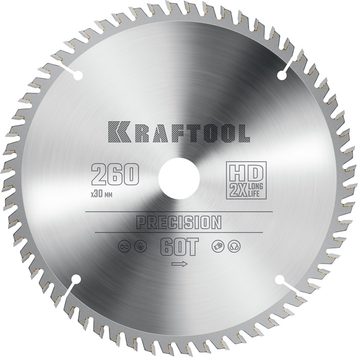 KRAFTOOL Precision, 260 х 30 мм, 60Т, пильный диск по дереву (36952-260-30) 00022766839