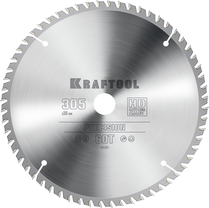 KRAFTOOL Precision, 305 х 30 мм, 60Т, пильный диск по дереву (36952-305-30) 00022766842