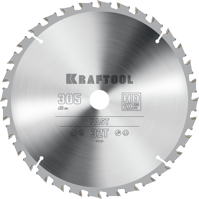 KRAFTOOL Fast, 305 х 30 мм, 32Т, пильный диск по дереву (36950-305-30) 00023394777