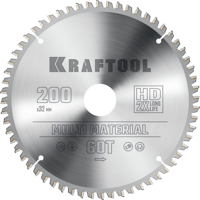 KRAFTOOL Multi Material, 200 х 32 мм, 60Т, пильный диск по алюминию (36953-200-32) 00023394906