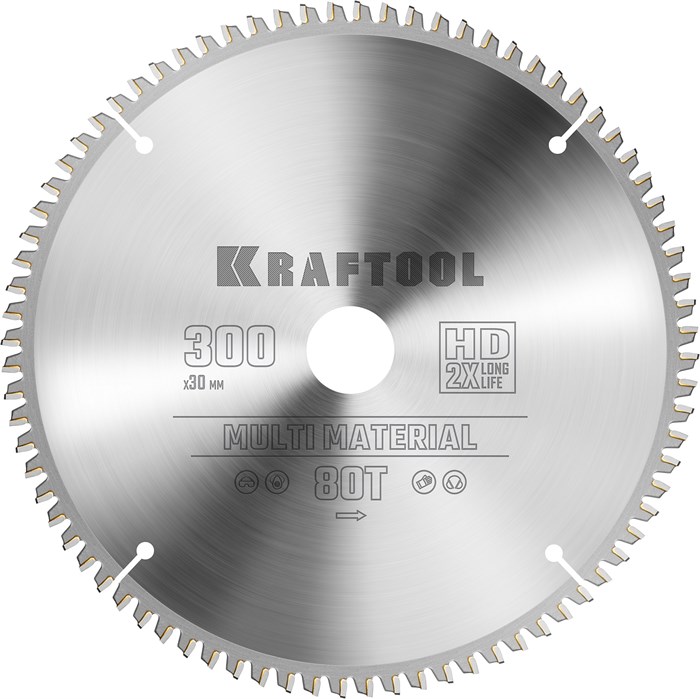 KRAFTOOL Multi Material, 300 х 30 мм, 80Т, пильный диск по алюминию (36953-300-30) 00023394915