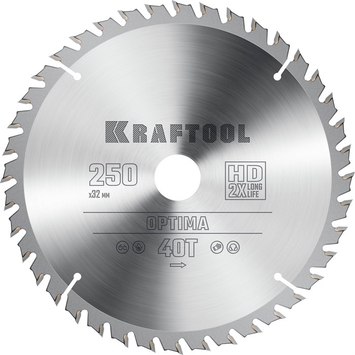 KRAFTOOL Optima, 250 х 32 мм, 40Т, пильный диск по дереву (36951-250-32) 00023395047