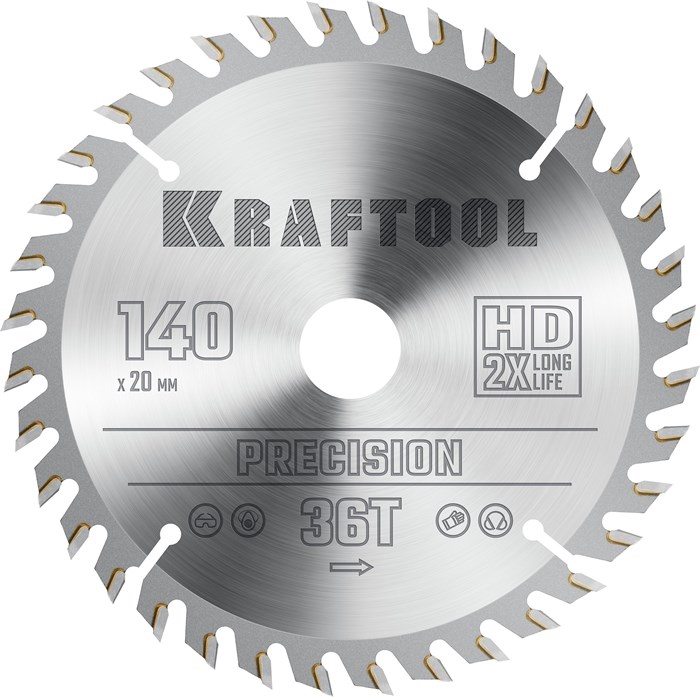 KRAFTOOL Precision, 140 х 20 мм, 36Т, пильный диск по дереву (36952-140-20) 00023395216