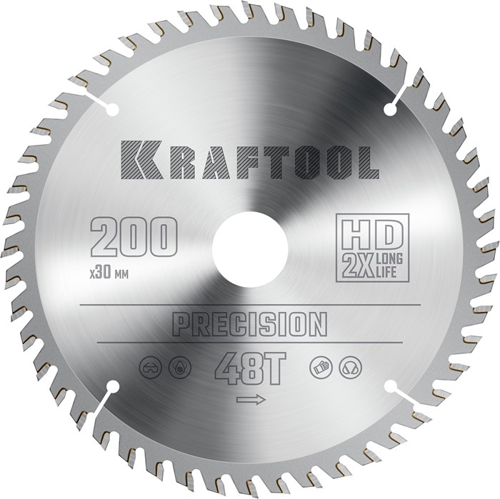 KRAFTOOL Precision, 200 х 30 мм, 48Т, пильный диск по дереву (36952-200-30) 00023395223