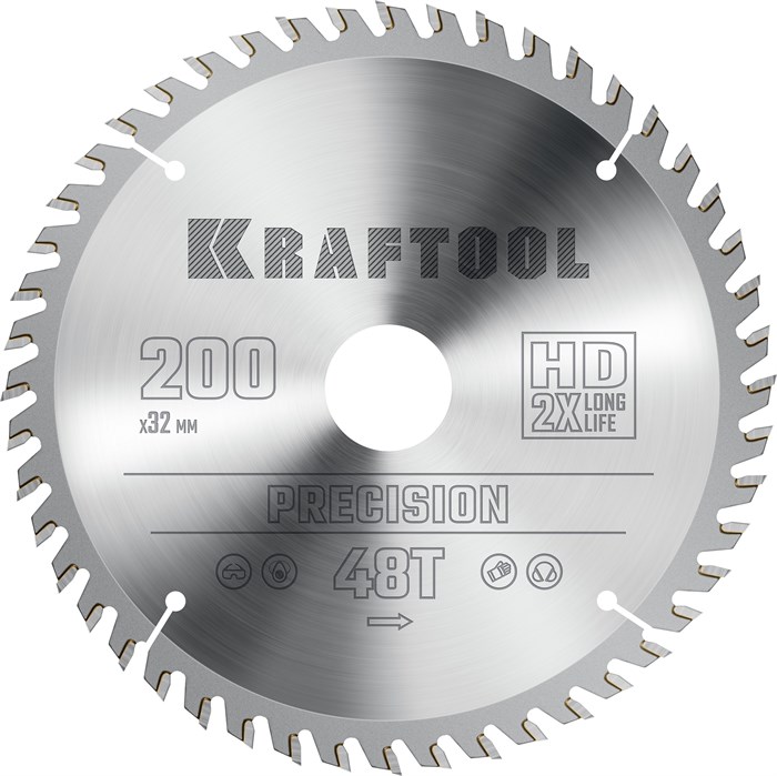 KRAFTOOL Precision, 200 х 32 мм, 48Т, пильный диск по дереву (36952-200-32) 00023395224