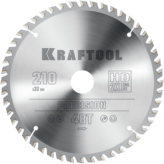 KRAFTOOL Precision, 210 х 30 мм, 48Т, пильный диск по дереву (36952-210-30) 00023395225