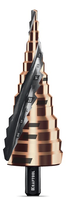 KRAFTOOL COBALT 4-39мм, 14 ступеней, азотирование, винтовая спираль, сверло ступенчатое(29691-4-39-14) 00030626738