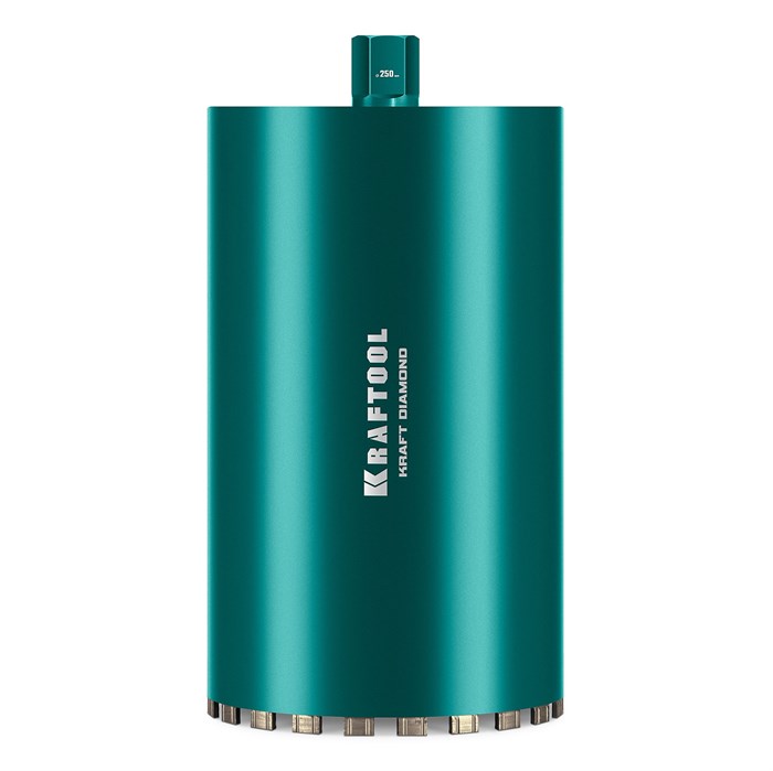 KRAFTOOL DIAMOND 250 мм (450 мм, 1 1/4″, лазерная сварка, сухое сверление с микроударом), алмазная коронка по железобетону (29825-250) 00031312924