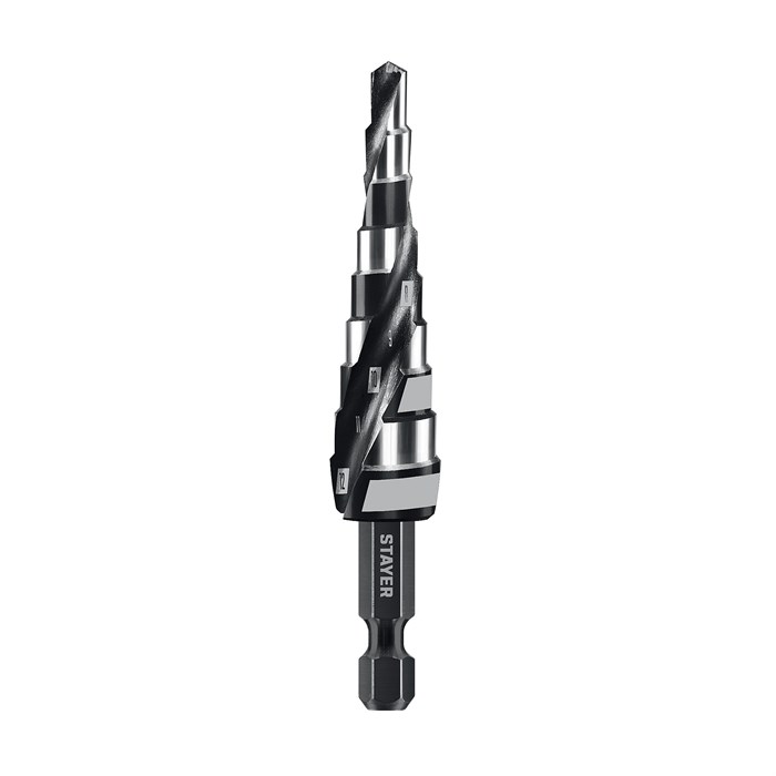 STAYER Pro-Max 4-12мм, 9 ступеней, винтовая спираль, сверло ступенчатое (29661-4-12-9) 00031316417