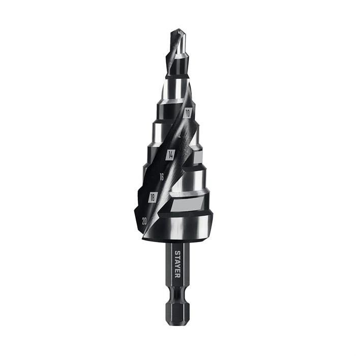 STAYER Pro-Max 4-20мм, 9 ступеней, винтовая спираль, сверло ступенчатое (29661-4-20-9) 00031316418