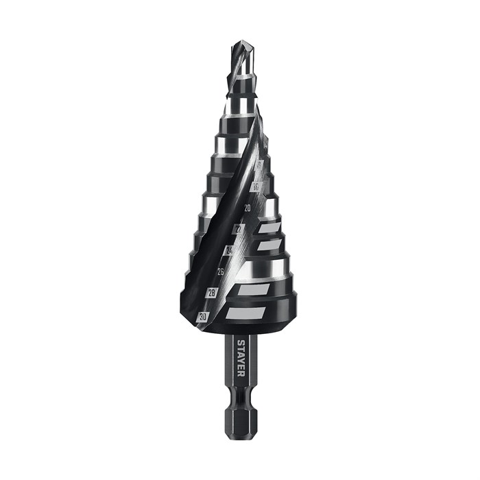 STAYER Pro-Max 6-30мм, 13 ступеней, винтовая спираль, сверло ступенчатое (29661-6-30-13) 00031316419