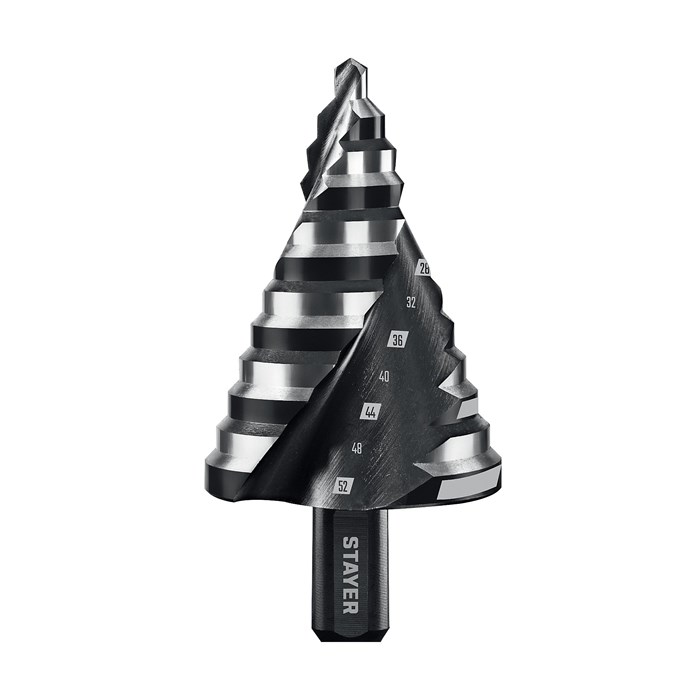 STAYER Pro-Max 6-52мм, 12 ступеней, винтовая спираль, сверло ступенчатое (29661-6-52-12) 00031316423