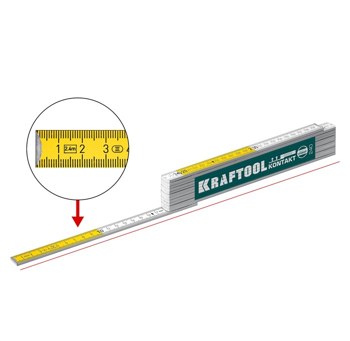 KRAFTOOL PRO-90 Kontakt, 2.4 м, профессиональный складной деревянный метр (34729) 00031317575