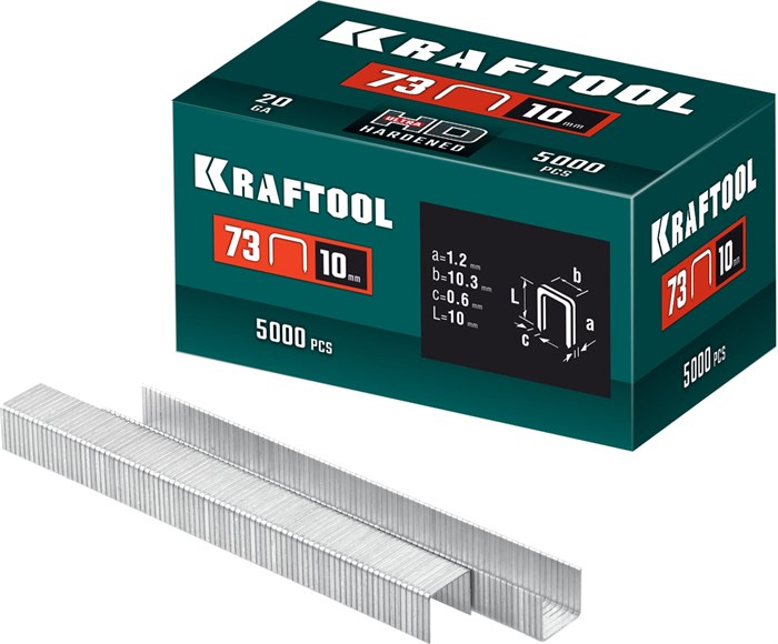 KRAFTOOL скобы тип 73, 10 мм, калибр 20GA. 5000 шт (31773-10) 00031318736