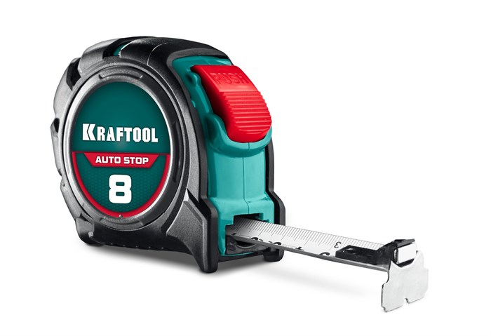KRAFTOOL AutoStop 8м х 25мм, профессиональная рулетка с автостопом (3412-8-25) 00031351297