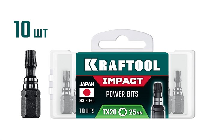 KRAFTOOL Impact TX 20, 25 мм, 10 шт, ударные биты (26195-20-25-S10) 00037623111