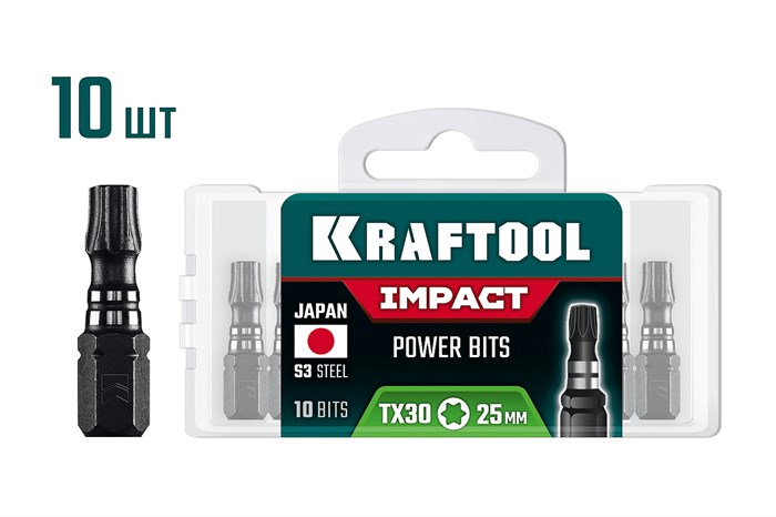KRAFTOOL Impact TX 30, 25 мм, 10 шт, ударные биты (26195-30-25-S10) 00039835740