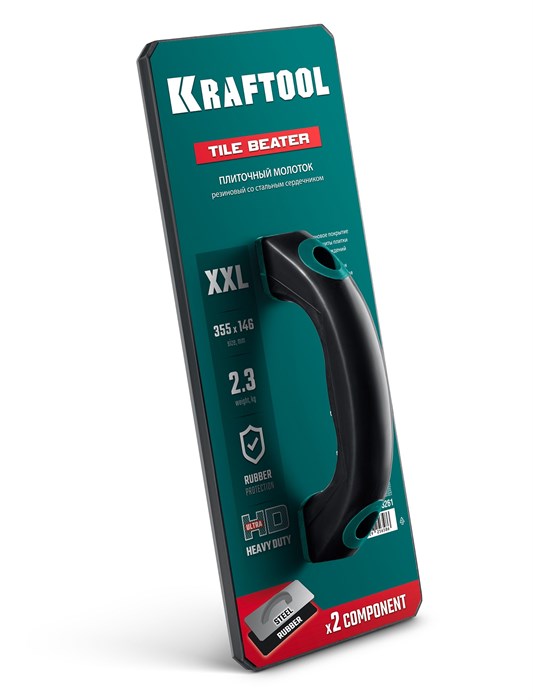 KRAFTOOL TILE BEATER, 355х146 мм, плиточный молоток (прижим) обрезиненный со стальным сердечником (33261) 00040521129