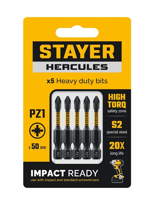 STAYER HERCULES, PZ1, 50 мм, 5 шт, торсионные биты (26233-1-50-5) 00041779304