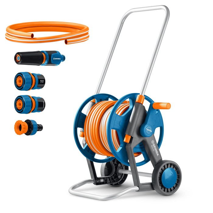 GRINDA HCK-25, шланг 25м x 1/2″, поливочный набор 4 предмета, усиленные колеса, телескопическая ручка, катушка со шлангом в комплект ProLine (428461) 00041797750
