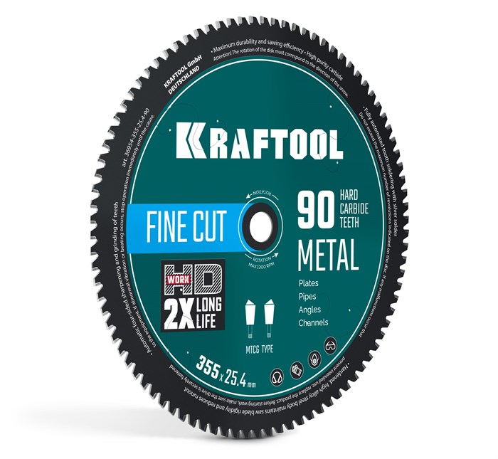 KRAFTOOL Metal Cut 355 х 25.4 мм, 90Т, диск пильный по металлу и стали (36954-355-25.4-90) 00045261868