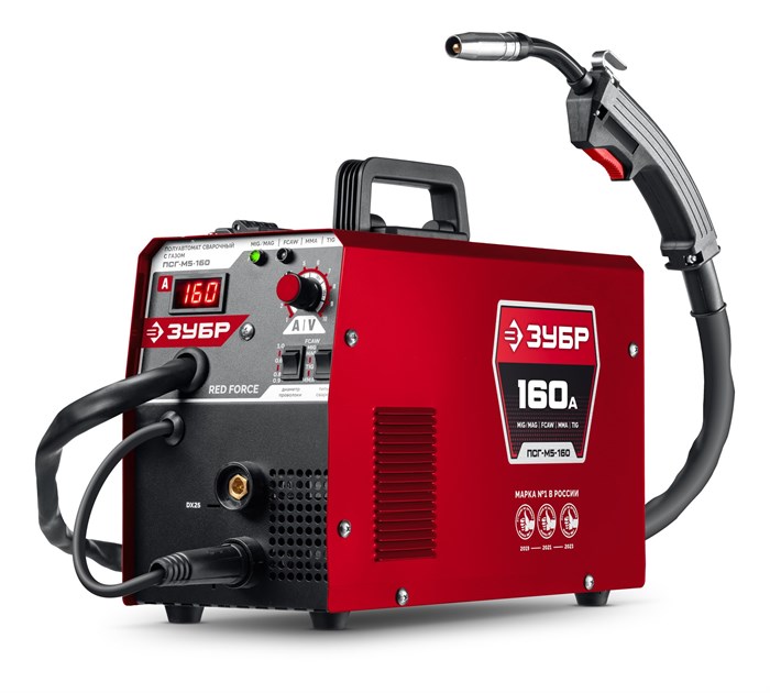 ЗУБР RED FORCE, MIG / MAG, FCAW, MMA, TIG, 160 А, полуавтомат сварочный, с газом / без газа, горелка ПСГ-180 (ПСГ-М5-160) 00047357195