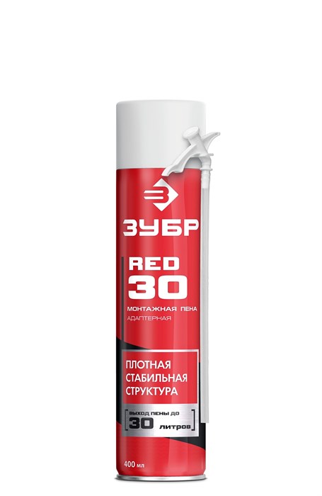 ЗУБР RED 30, 400 мл, адаптерная, всесезонная, SVS, выход до 30 л, монтажная пена (41140) 00065462065