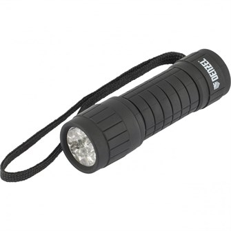 Фонарь светодиодный, черный корпус с мягким покрытием, 9 Led, 3хААА Denzel 27686