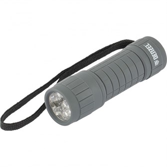 Фонарь светодиодный, серый корпус с мягким покрытием, 9 Led, 3хААА Denzel 27687
